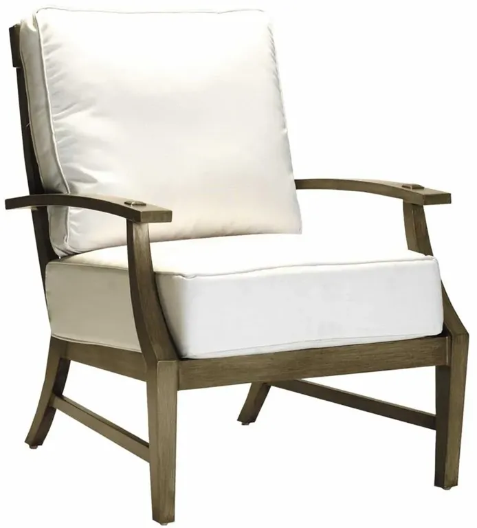 Croquet Aluminum White Cushion Dark Brown Outdoor Lounge Chair