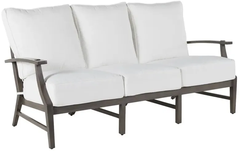 Croquet Aluminum White Cushion Slate Grey Outdoor Sofa - 76"W