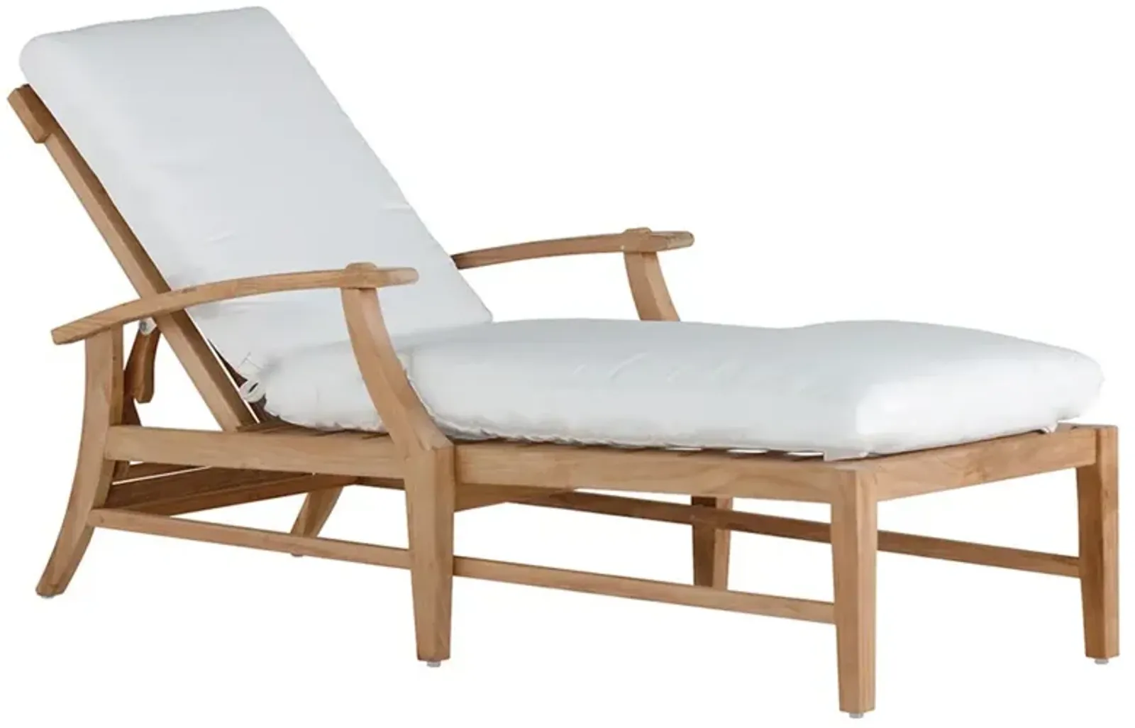 Croquet Coastal Natural Teak Wood Cushion Outdoor Chaise Lounge