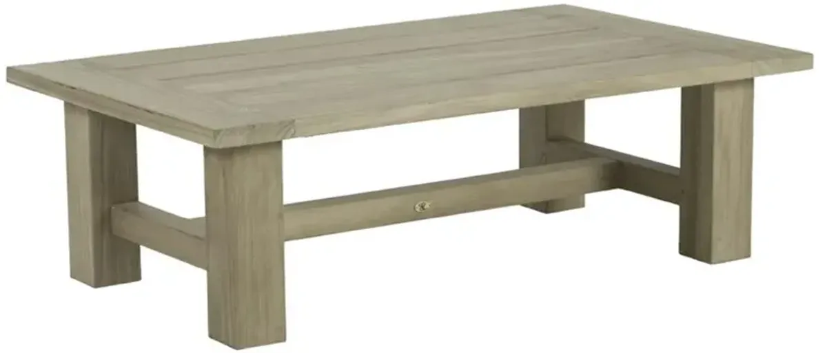 Croquet Coastal Oyster Grey Teak Rectangular Outdoor Coffee Table