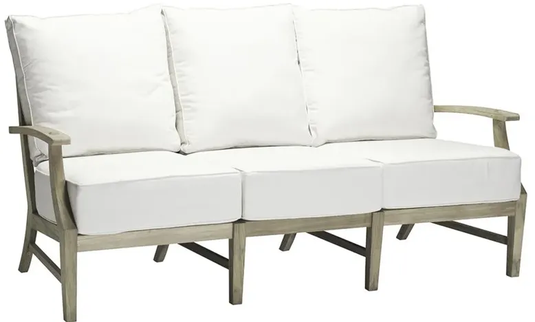Croquet Coastal Oyster Grey Teak Cushion Outdoor Sofa - 75.75"W