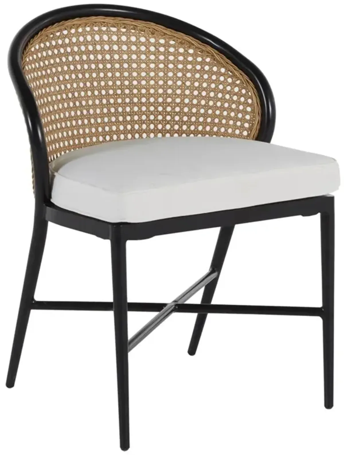 Havana Performance Black Frame Woven Cane Outdoor Dining Side Chair