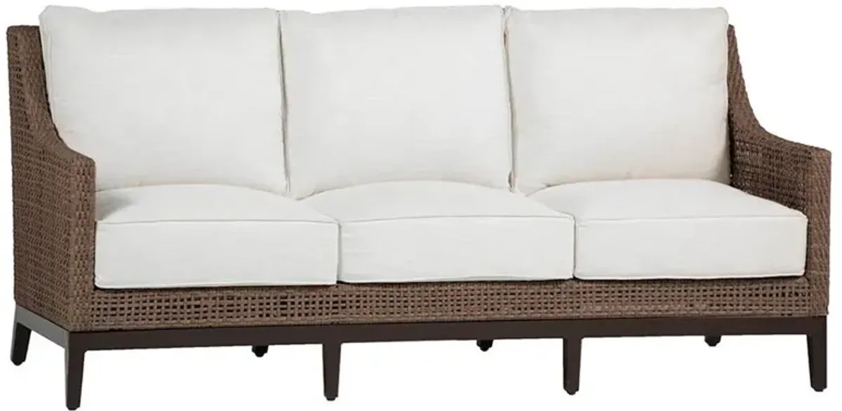 Peninsula Coastal Beach Dark Brown Woven Wicker Outdoor Sofa - 80"W