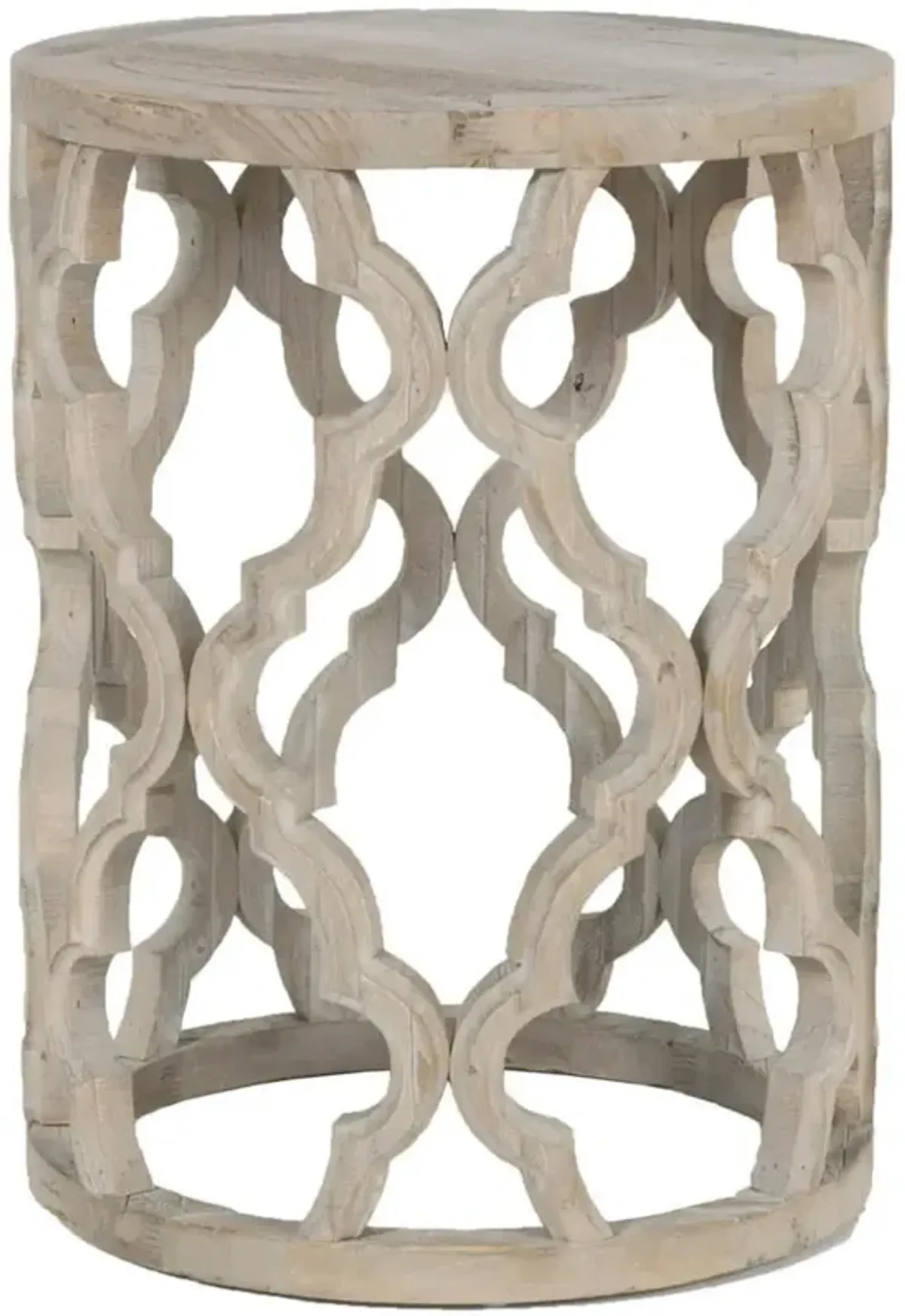 Mia French Country Smoke Grey Reclaimed Wood Round Side End Table - Small