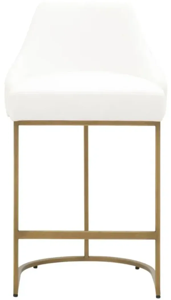 Amir Modern Classic White Performance Brushed Gold Counter Stool - Set of 2