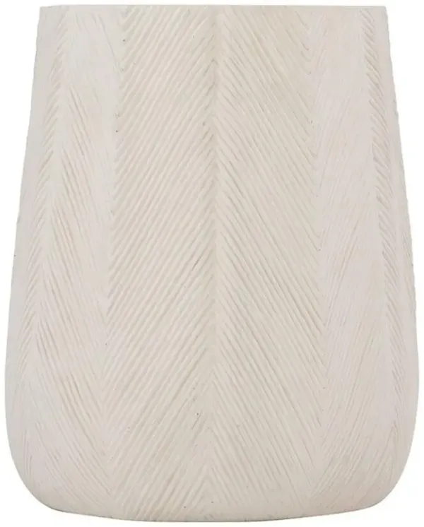 Brandon Coastal Beach Ivory Textured Stonecast Outdoor Side End Table