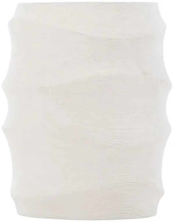 Mein Modern Classic White Natural Stonecast Block Accent Outdoor Side End Table