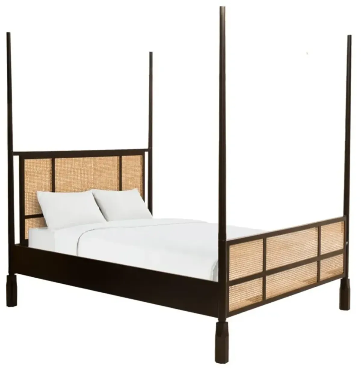 Harley Coastal Beach Black Wood Cane Poster Bed - Queen