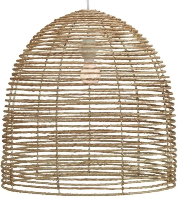 Josie Coastal Beach Natural Brown Rattan Dome Chandelier