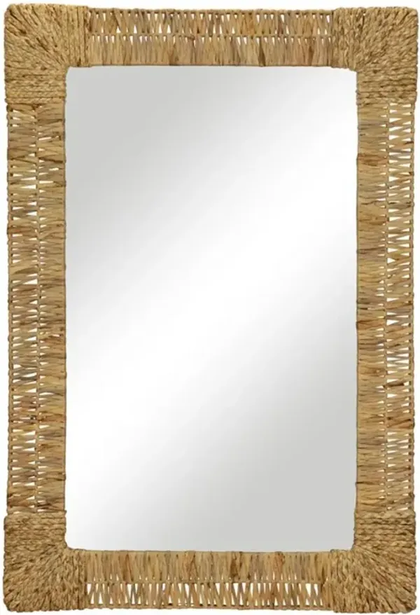 Zoey Coastal Natural Brown Jute Oversized Rectangular Wall Mirror