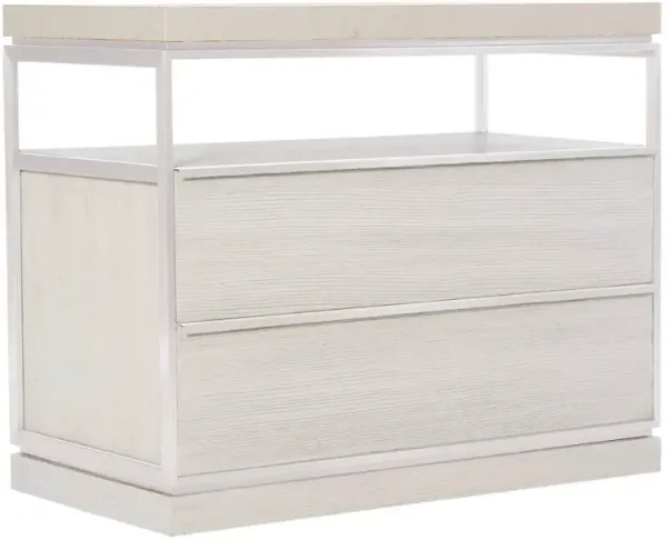 Barbara Modern Classic White Marble Top Steel Wood Nightstand