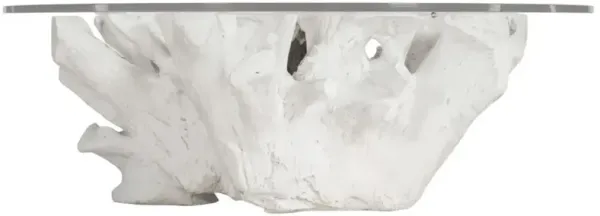 Sylvia Coastal Beach White Tree Stump Round Coffee Table