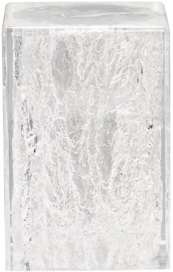 Uma Modern Classic Clear Acrylic Grain Patterned Outdoor Side End Table