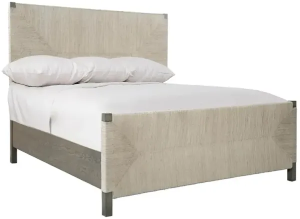 Vivian Coastal Beach Light Grey Woven Abaca Grey Wood Bed - King