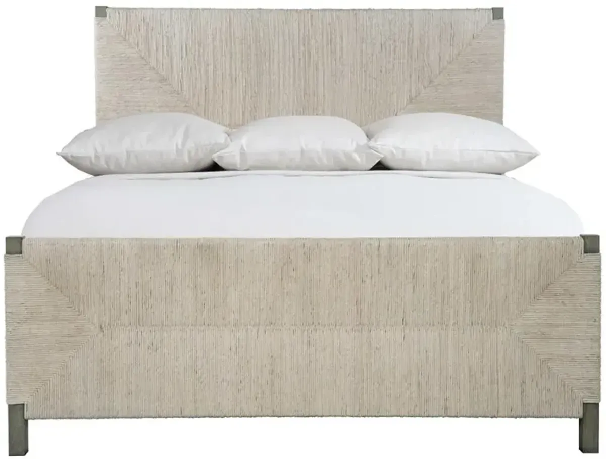 Vivian Coastal Beach Light Grey Woven Abaca Grey Wood Bed - Queen
