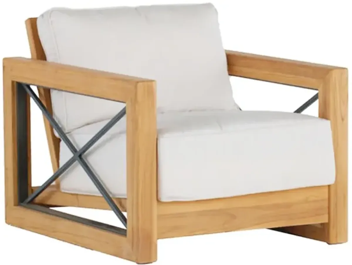 Malta Modern Natural Teak White Cushion Outdoor Lounge Chair