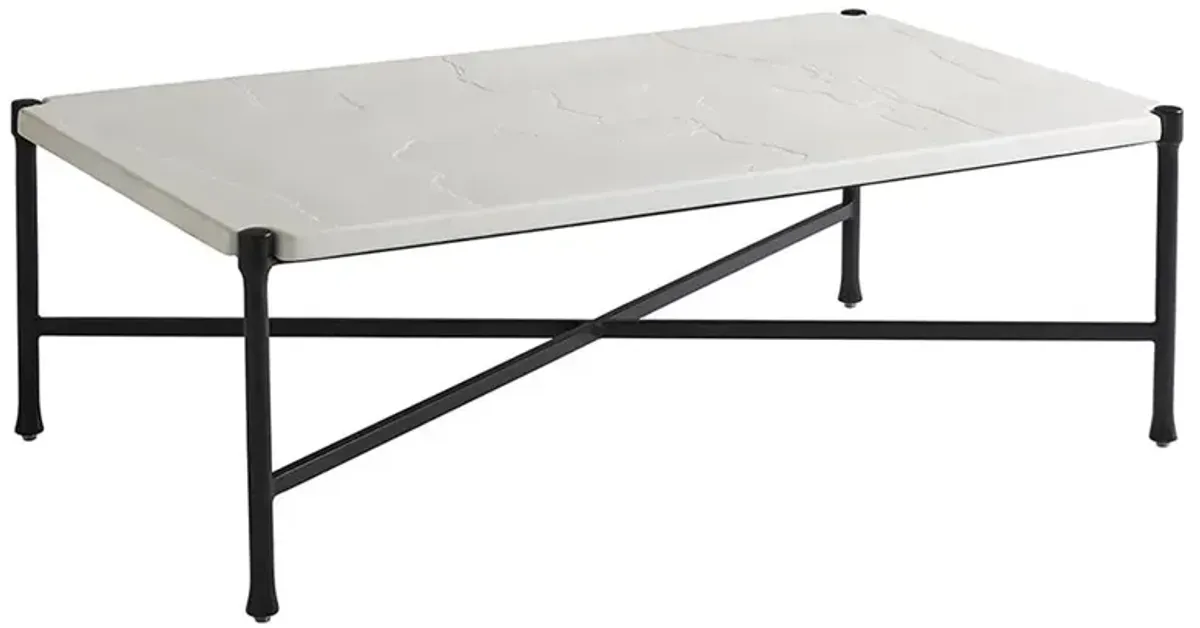 Pavlova French Ivory Stone Top Metal Outdoor Coffee Table