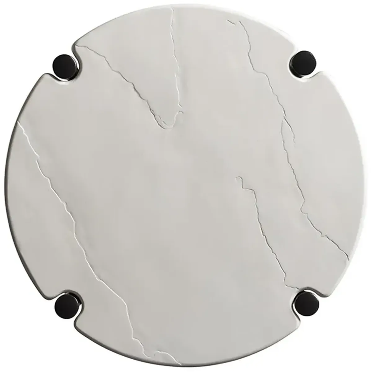 Pavlova French Ivory Stone Top Metal Round Outdoor End Table