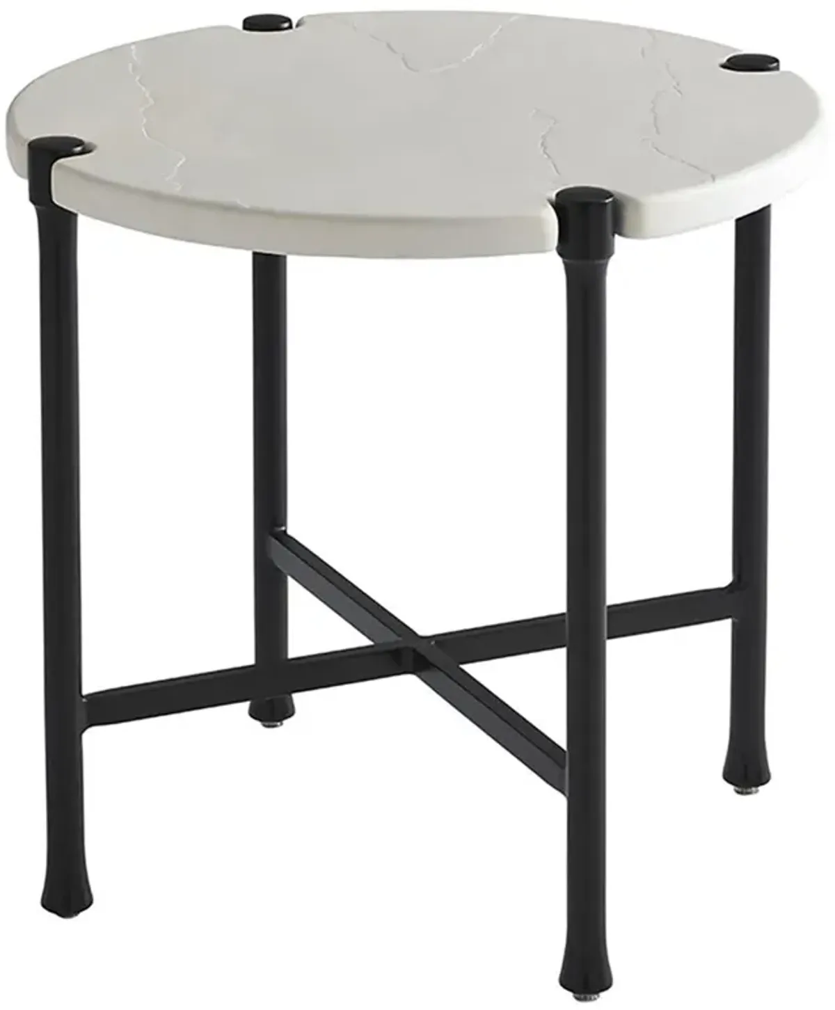 Pavlova French Ivory Stone Top Metal Round Outdoor End Table