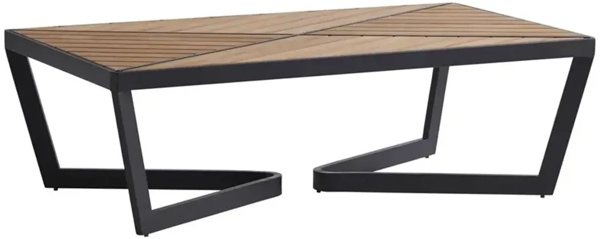 South Beach Natural Teak Wood Top Aluminum Outdoor Coffee Table