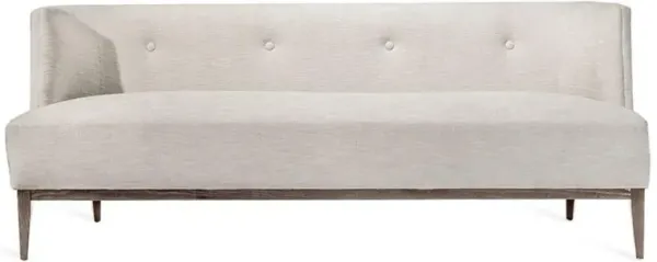 Chloe Mid Century Pearl Linen Upholstered Tufted Wood Sofa