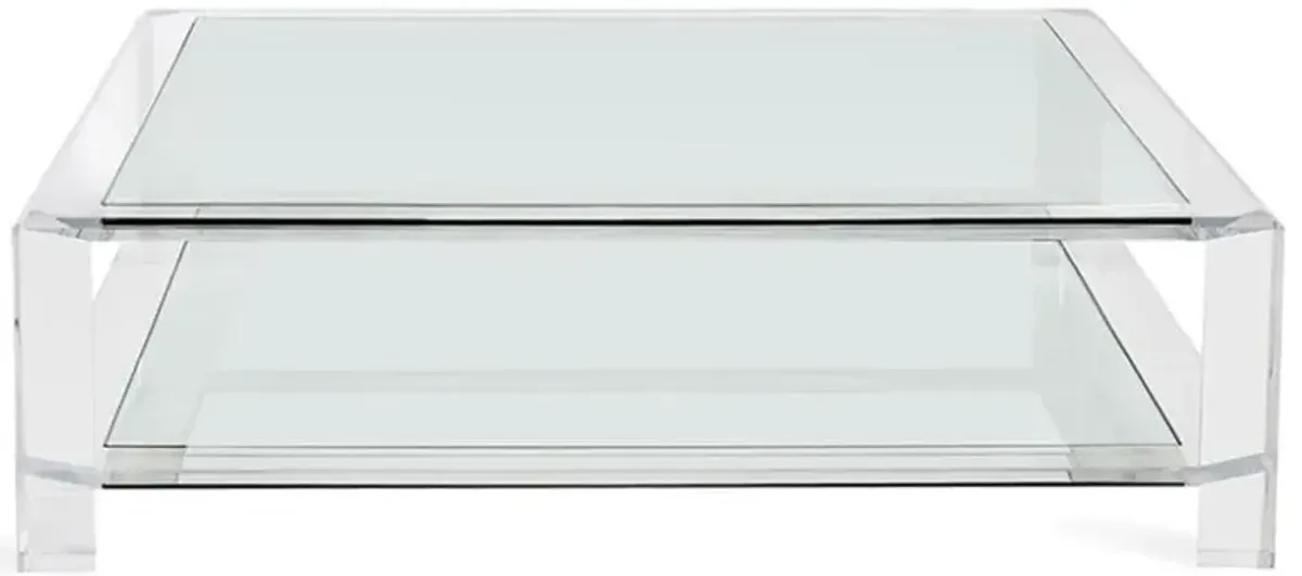 Surrey Modern Glass Acrylic Square Coffee Table - 60"