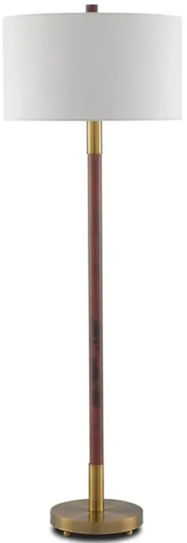 Rolly Modern Classic Brown Wood Antique Brass Metal Floor Lamp