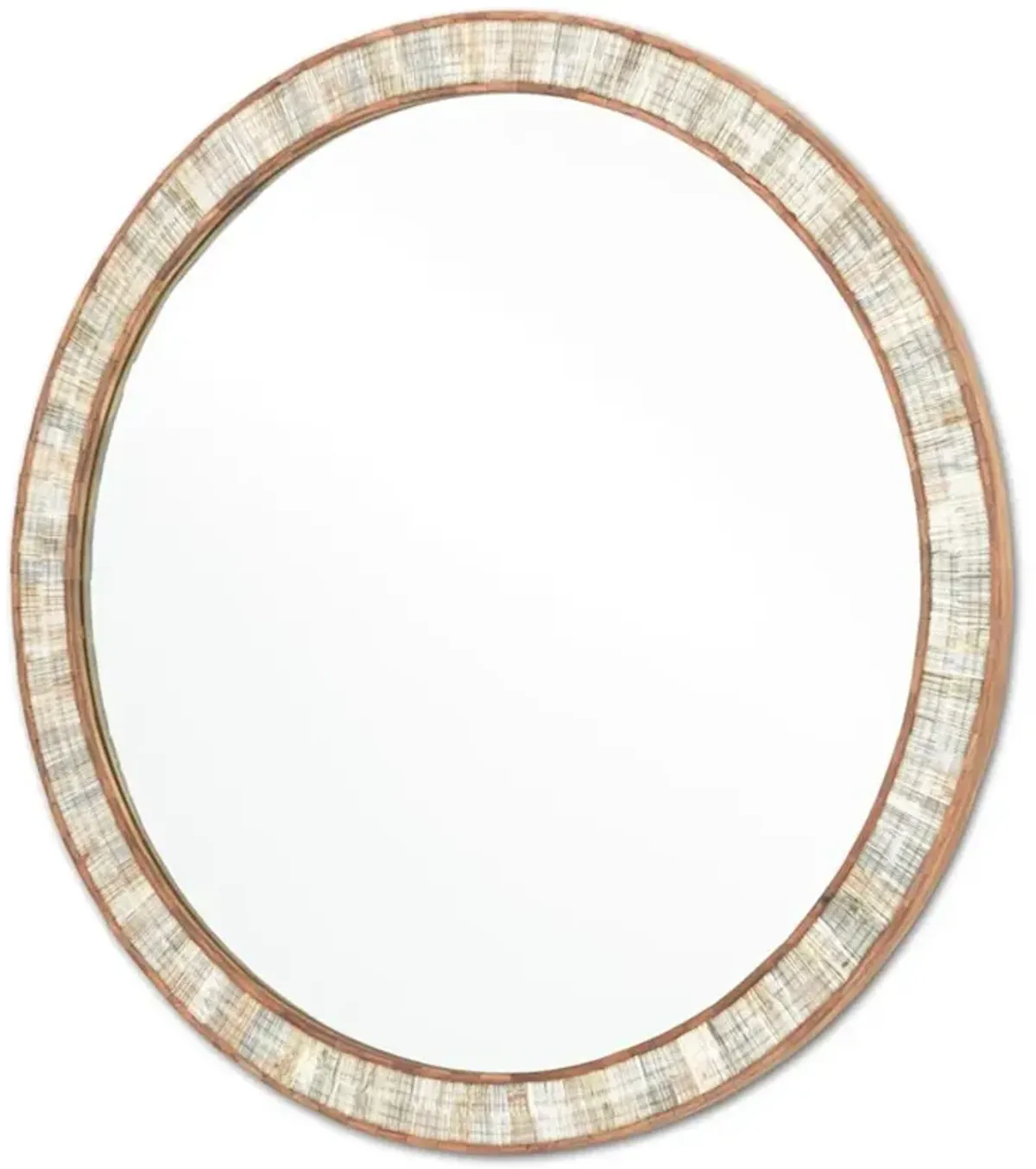 Felice Modern Classic Natural Bone Brown Wood Round Wall Mirror