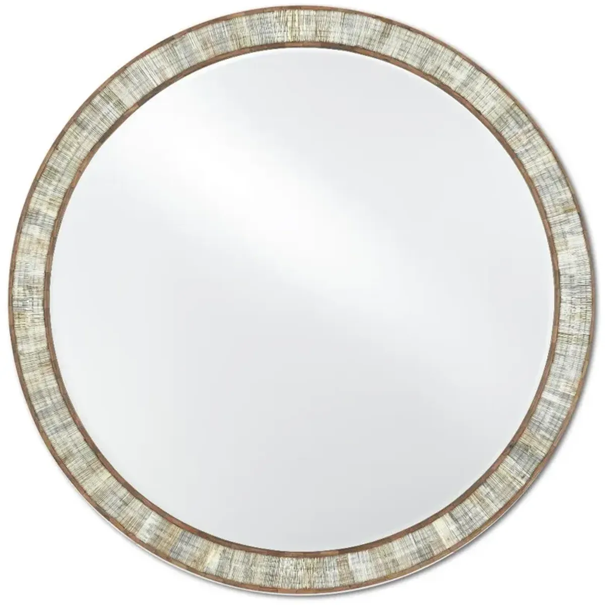 Felice Modern Classic Natural Bone Brown Wood Round Wall Mirror
