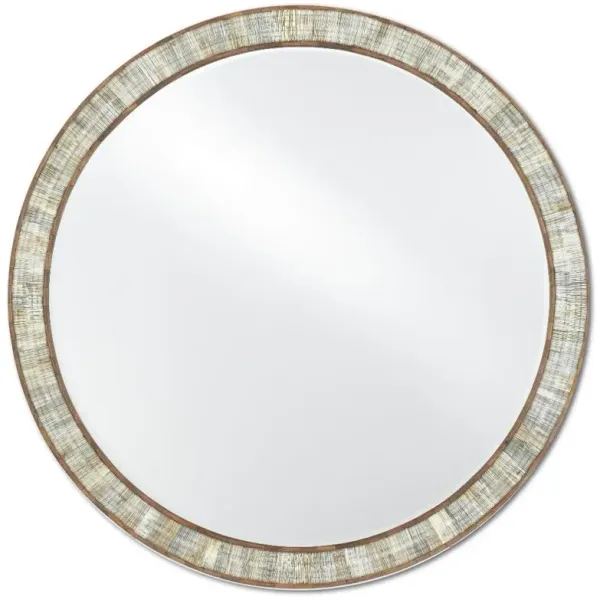 Felice Modern Classic Natural Bone Brown Wood Round Wall Mirror