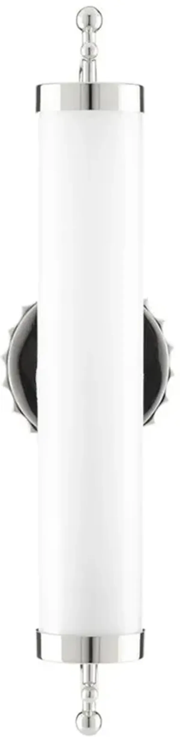 Calder Mid Century Modern White Glass Polished Nickel Sconce