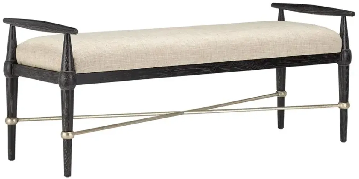 Polly Modern Classic Beige Upholstered Oak Wood Bench