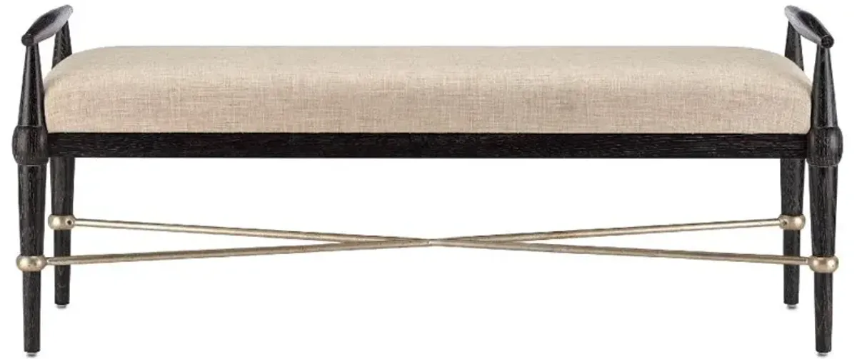 Polly Modern Classic Beige Upholstered Oak Wood Bench