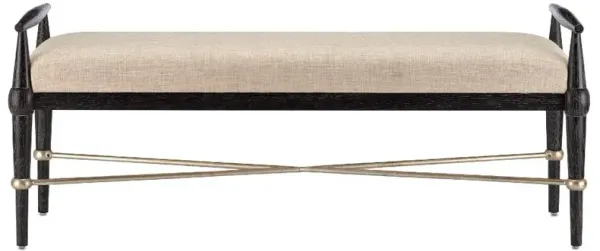 Polly Modern Classic Beige Upholstered Oak Wood Bench