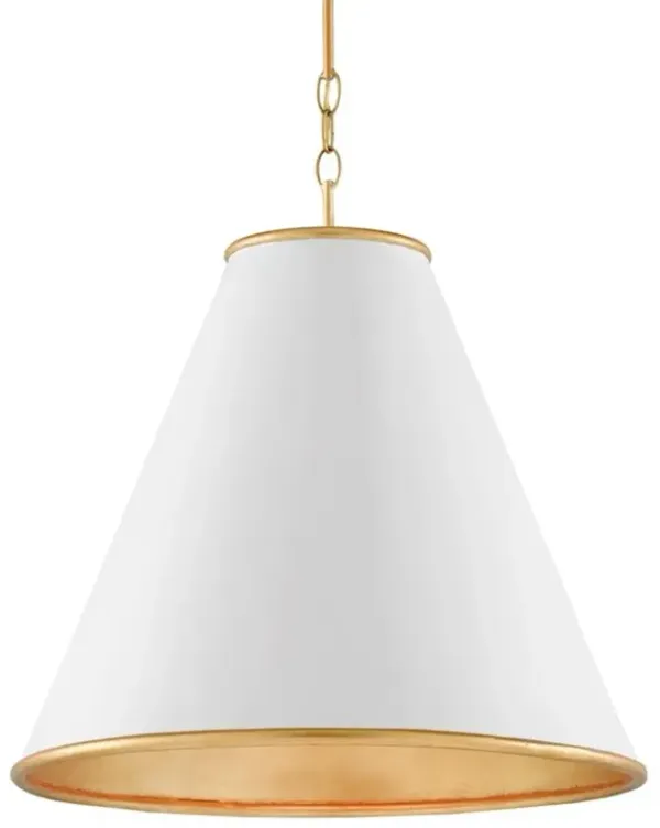 Penelope Updated Traditional White Iron Cone Single Pendant - Large