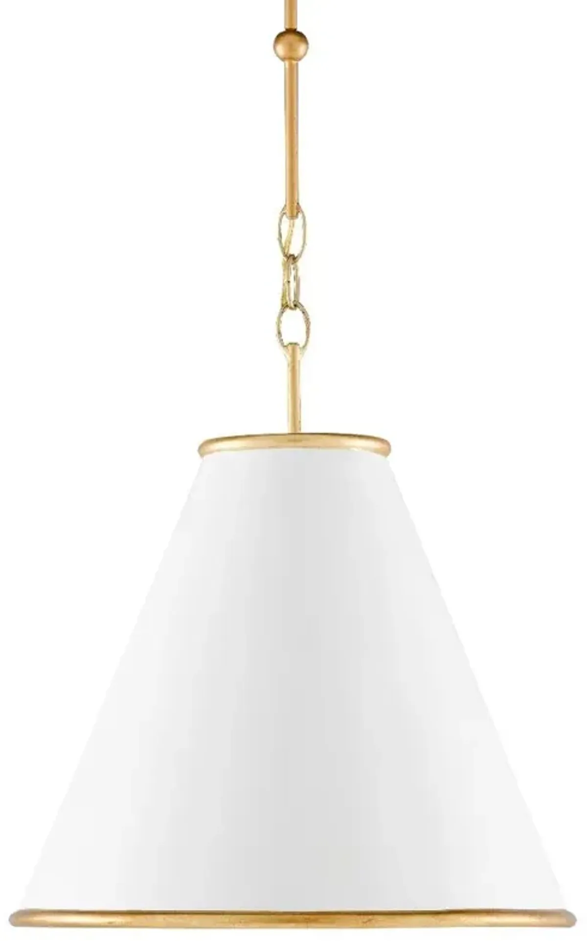Penelope Updated Traditional White Iron Cone Single Pendant - Small