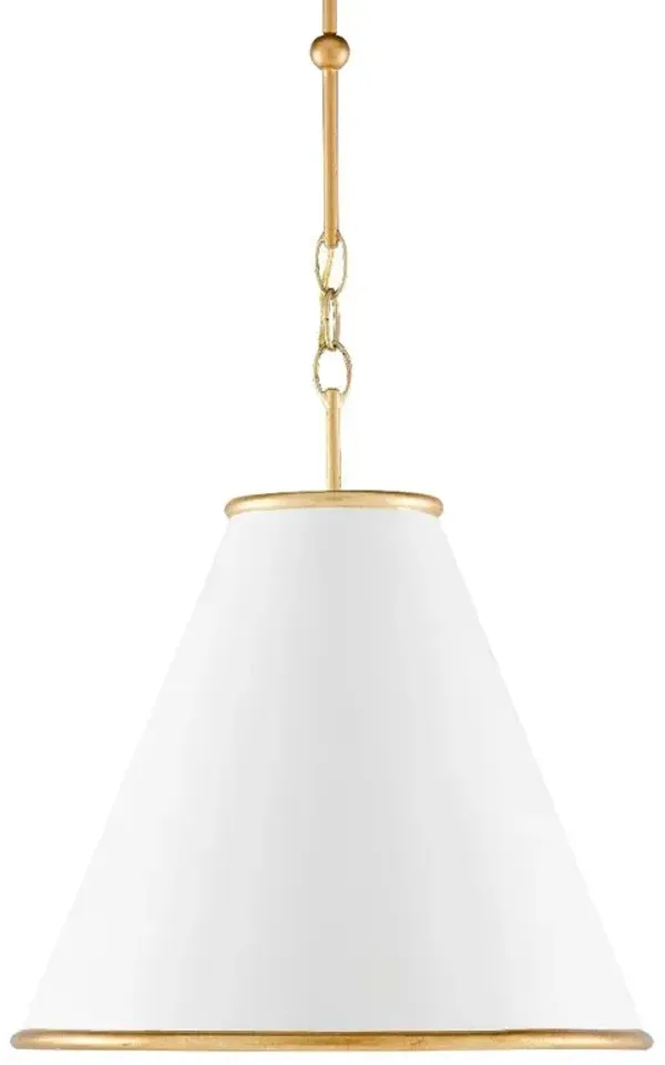 Penelope Updated Traditional White Iron Cone Single Pendant - Small