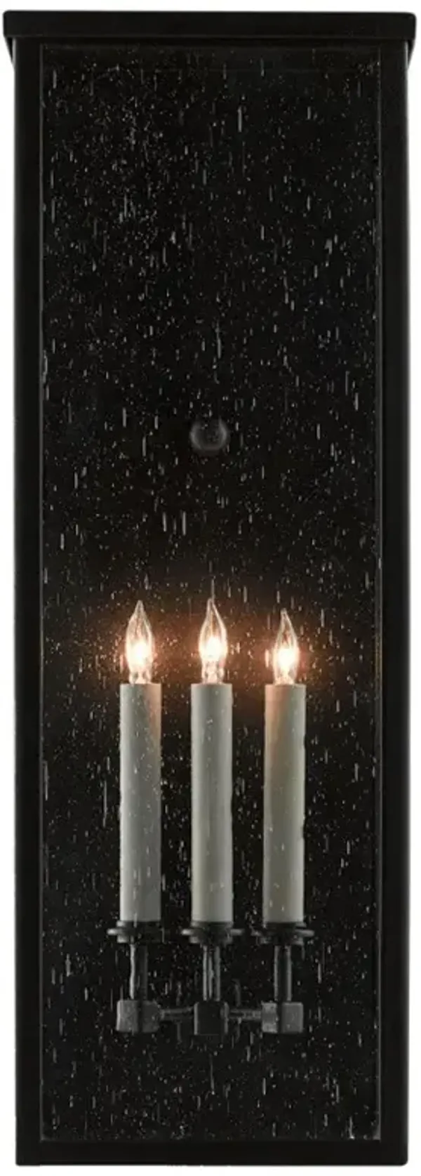 Tally Modern Classic Black Iron Glass Rectangular Outdoor Wall Sconce - Large