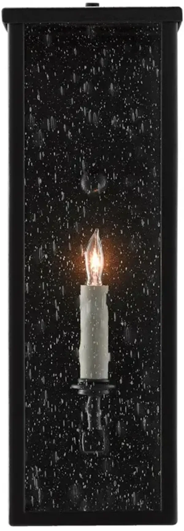 Tally Modern Classic Black Iron Glass Rectangular Outdoor Wall Sconce - Small