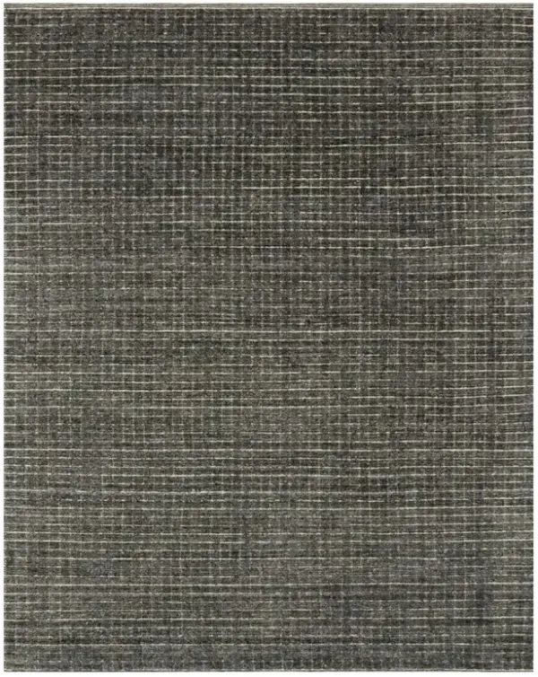 Greysen Modern Classic Charcoal Black Linear Solid Rug - 7'9"x9'9"
