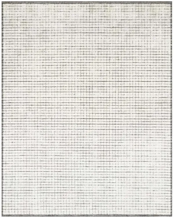 Greysen Modern Classic Ivory Black Border Linear Solid Rug - 2'x3'