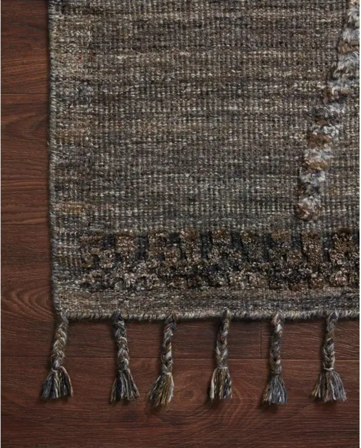 Gunnar Global Bazaar Dark Grey Wool Diamond Patterned Hand Knotted Rug - 4'x6'