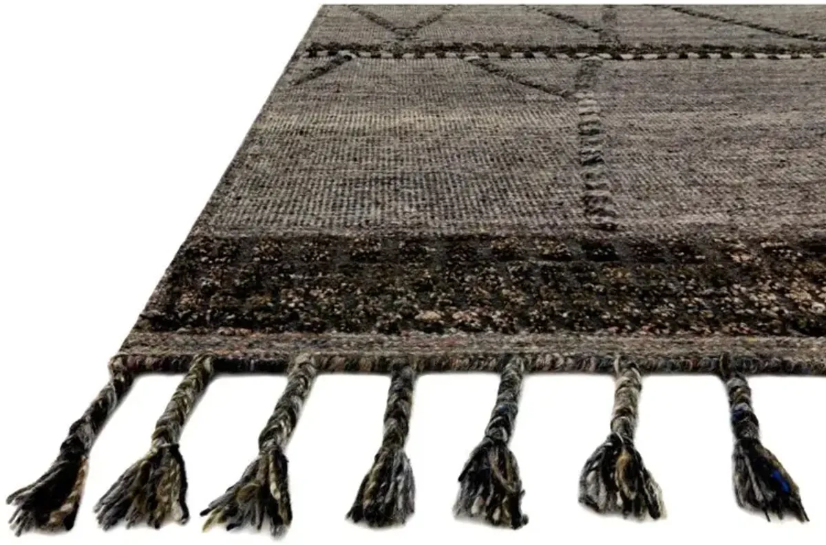 Gunnar Global Bazaar Dark Grey Wool Diamond Patterned Hand Knotted Rug - 4'x6'
