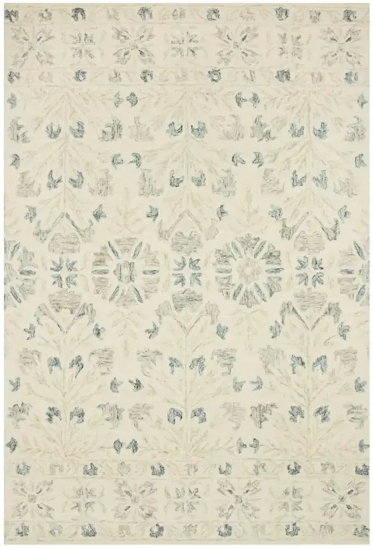 Jareth French Country Ivory Grey Wool Floral Patterned Rug - 3'6"x5'6"