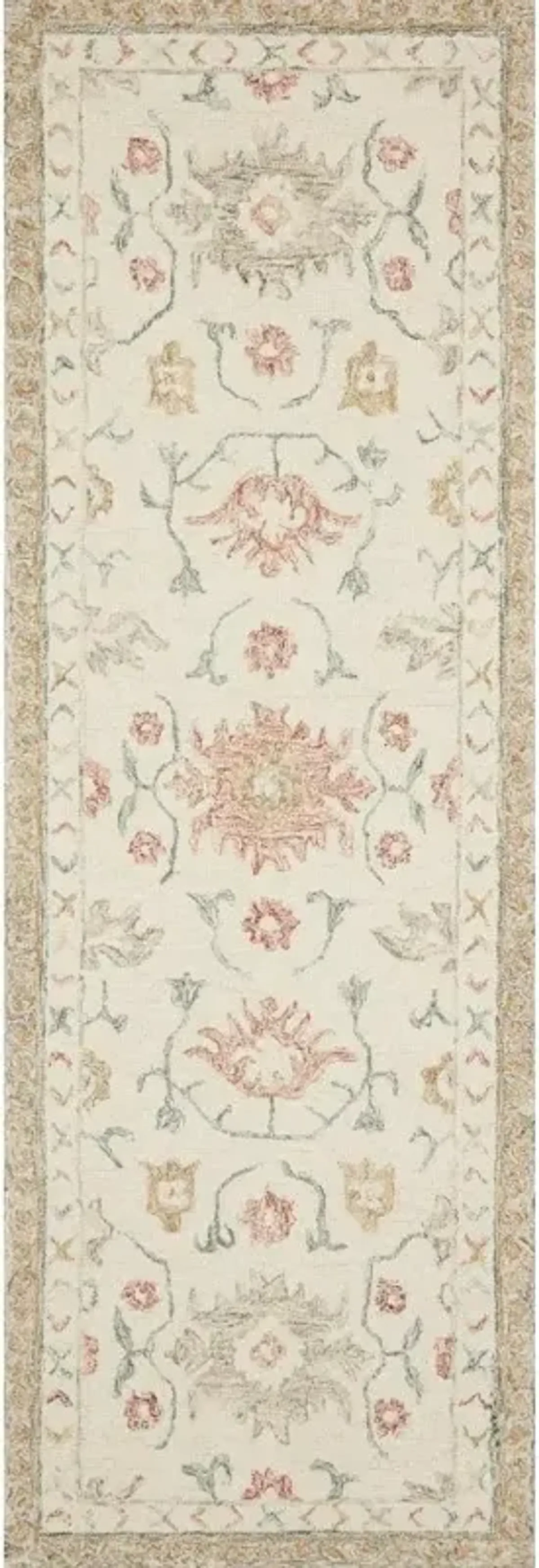 Jareth French Country Ivory Orange Wool Floral Patterned Rug - Sample