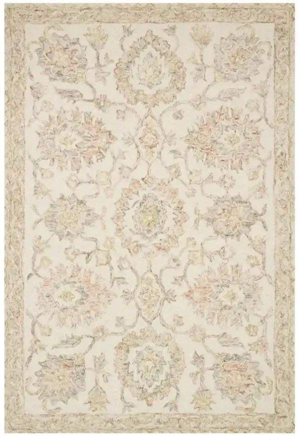 Jareth French Country Blush Pink Wool Floral Patterned Rug - 7'9"x9'9"