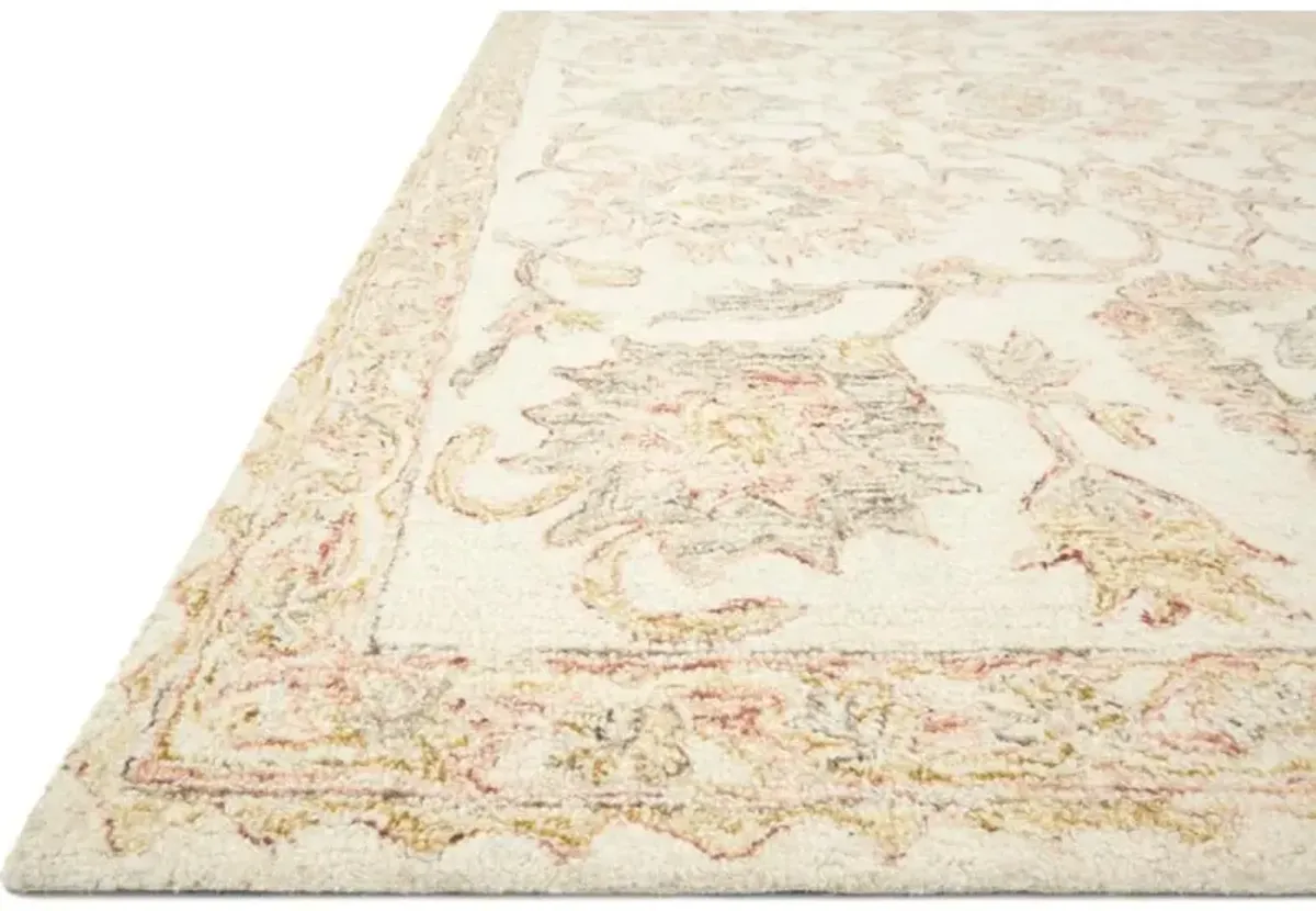Jareth French Country Blush Pink Wool Floral Patterned Rug - 8'6"x12'