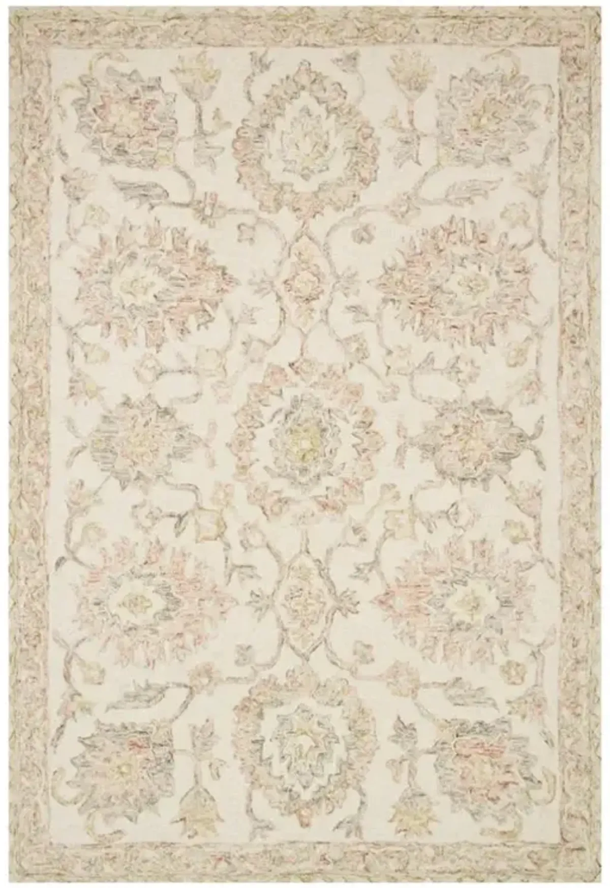 Jareth French Country Blush Pink Wool Floral Patterned Rug - 8'6"x12'