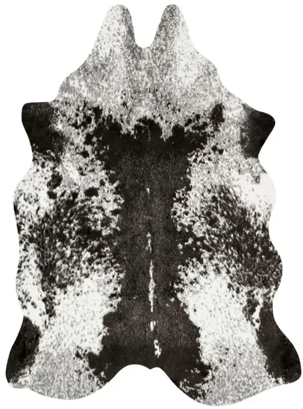 Xyra Rustic Lodge Black White Faux Hide Rug - 3'10"x5'