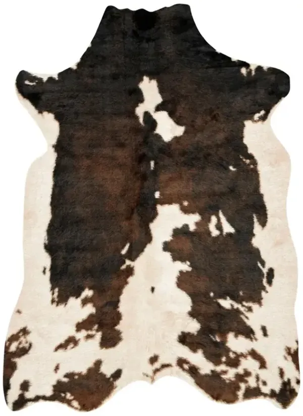 Xyra Rustic Lodge Dark Brown Faux Hide Rug - 3'10"x5'
